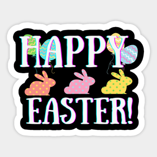 Polka Dots Bunnies For Happy Easter Sticker